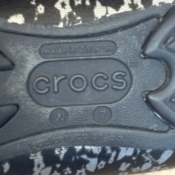 Crocs Shoes Women's Size 7 Alice Work Flats Floral Black Silver - Picture 4 of 4